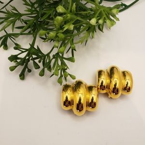 Vintage Alfred Sung Gold Tone 80's Statement Clip Earrings EUC